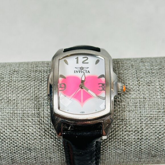 Invicta Watch Lupah Pink Heart Heart Cure MS 24mm Black Leather Band New Battery main image 16